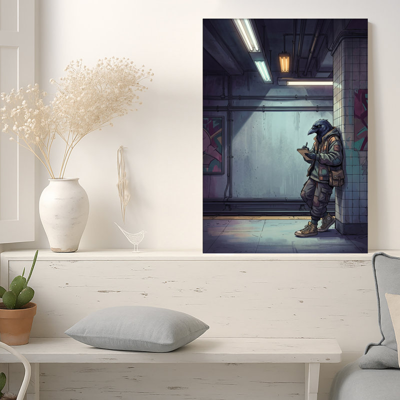 «Anthropomorphic Crow», art mural sur toile Station de métro, H 18 po x l 12 po