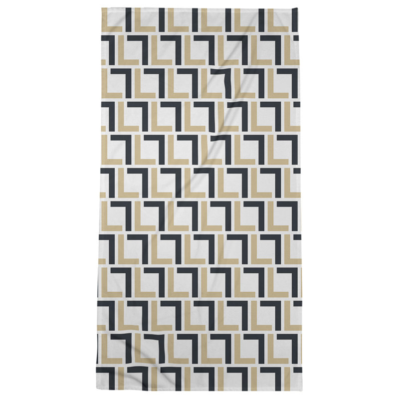 Bath Towel, White/Old Gold/Black