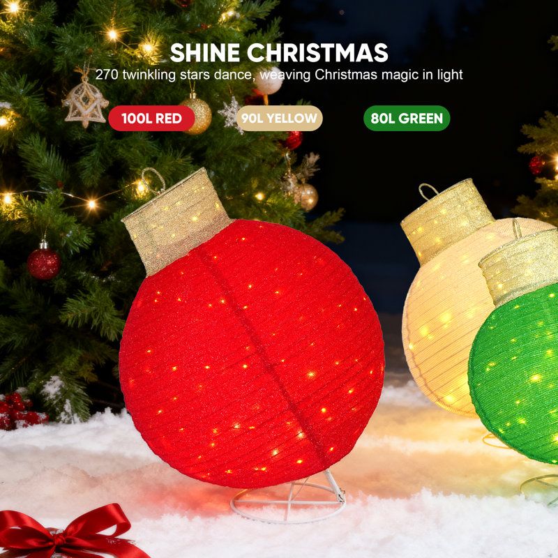 Ensemble de 4 décorations de Noël lumineuses et pliables pour l'extérieur, pour le jardin et la décoration de Noël extérieure