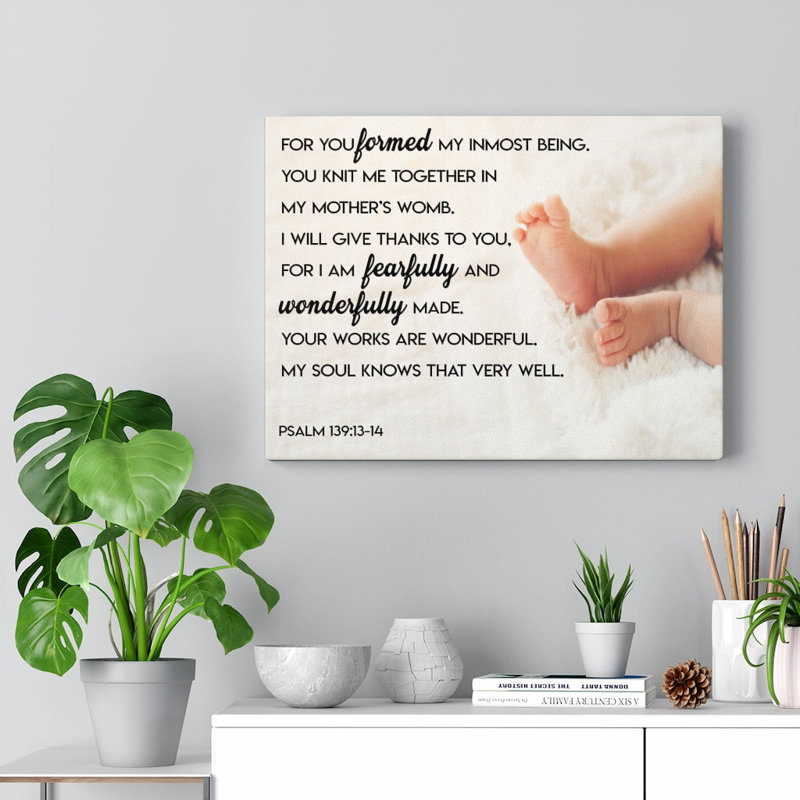 Wonderfully Made Psalm 139:13-14 - Wrapped Canvas Print, 46cm H x 61cm W