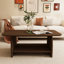 Table basse moderne minimaliste rectangulaire de 47 po avec rangement double couche, bords arrondis, assemblage facile, panneau de fibres à densité moyenne pour le salon