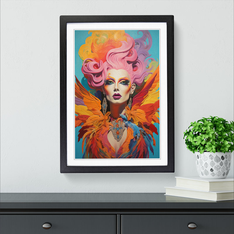 Drag Queen Symbolism - Single Picture Frame Print on Wood, Black Framed, 46cm H x 34cm W
