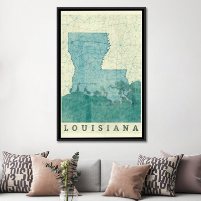 Louisiana Map by Hubert Roguski - Wrapped Canvas Gallery-Wrapped Canvas Giclée