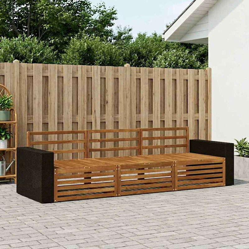 261.5cm Wide Patio Sectional Set, Black