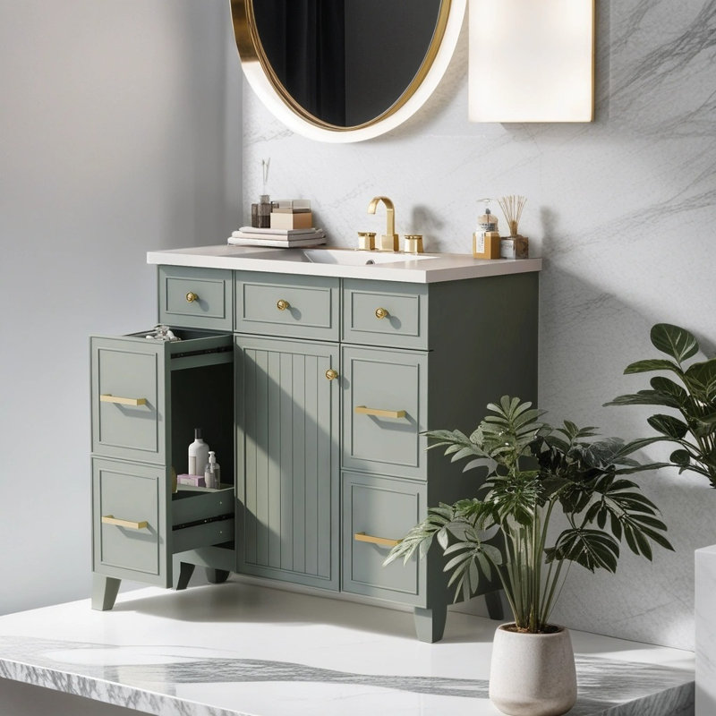Meuble-lavabo simple avec plateau 36,02 Tornell, Vert
