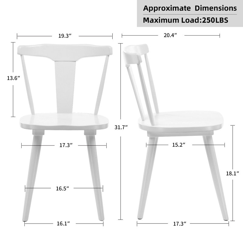 Chaise en bois massif Brannagh avec dossier en forme de Y de 19,3 po de largeur et de style scandinave moderne, Blanc