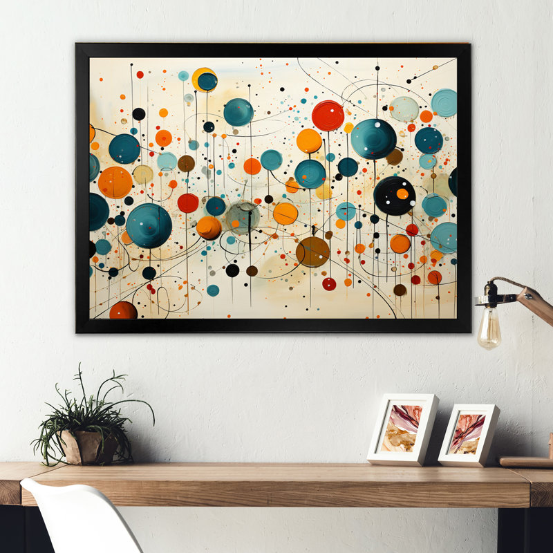 «Green Green Beige Mid Century Abstract Retro IV - Abstract Midcentury Large, art mural», Cadre doré à une seule photo, Noir