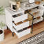 Console Buffet, 3 tiroirs, armoires de rangement pour la salle à manger - blanc