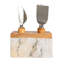 Marble Cheese Server Set With Mango Wood Stand, Black, Set Of 4