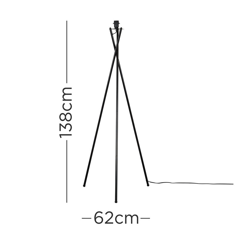 Ahti Camden 136cm Tripod Floor Lamp Base, Black