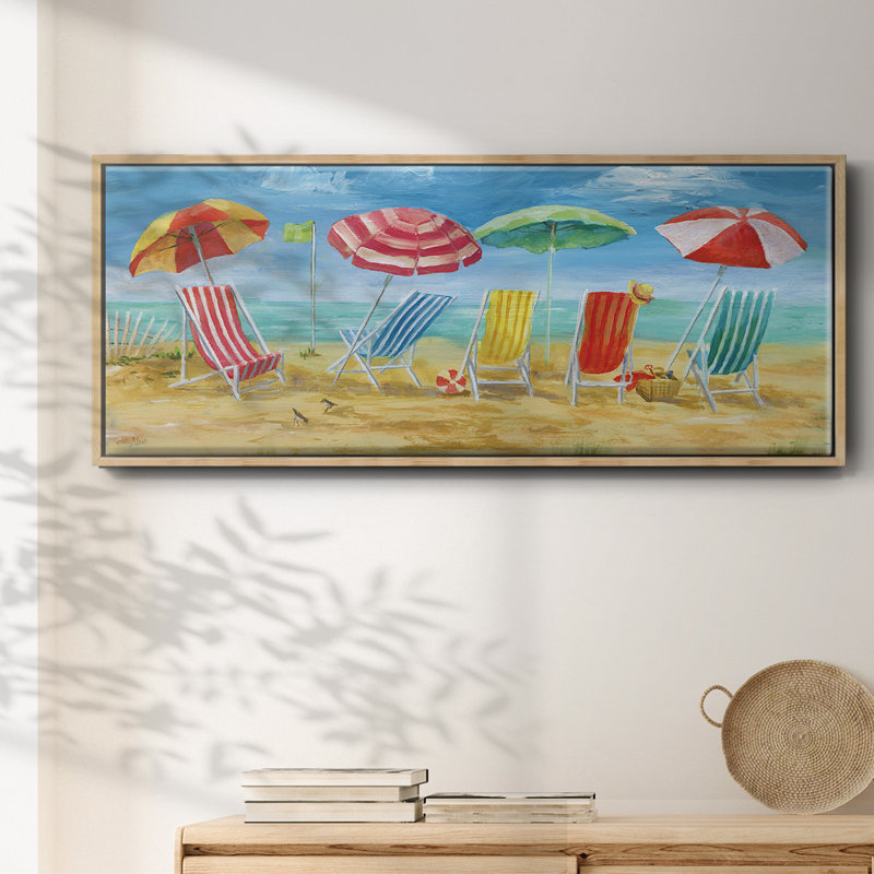 «Bright Beach Chairs», peinture sur toile encadrée, Naturel, H 20 po x l 50 po x P 1,5 po