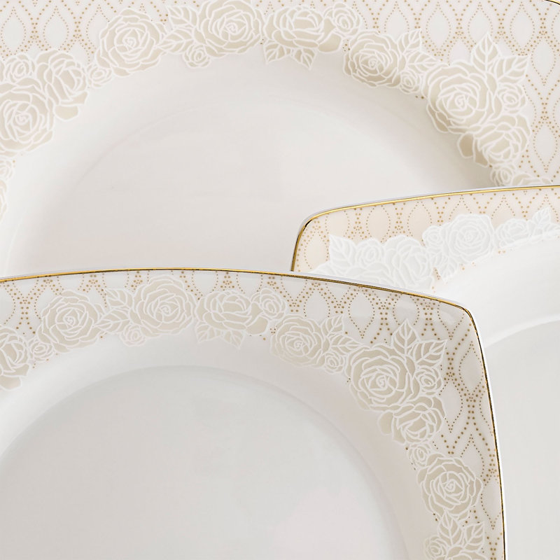 Sotelo Porcelain China Dinnerware Set 61 Piece - Service for 12