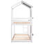 Lit superposé simple au-dessus d'un lit simple en bois avec toit, fenêtre, garde-corps et échelle