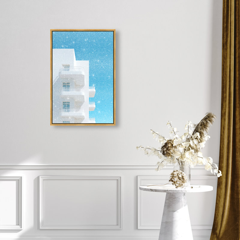 Modular White II Architecture Canvas Print by Oliver Gal, Black Frame, 10 x 15, 21"H x 31"W, Gold Floater Frame