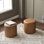 18" Wide Faux Leather Round Upholstered Ottoman Set Of 2