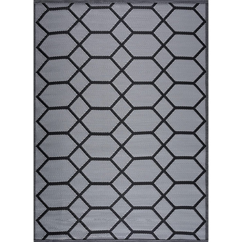 Tapis d'intérieur / extérieur noir / gris Darpan, Rectangle 5 pi x 7 pi