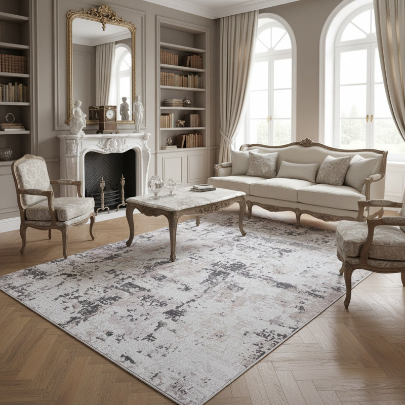 PAYAS Collection Cream / Brown Abstract Doormat Rug, Runner 2'2" x 8'
