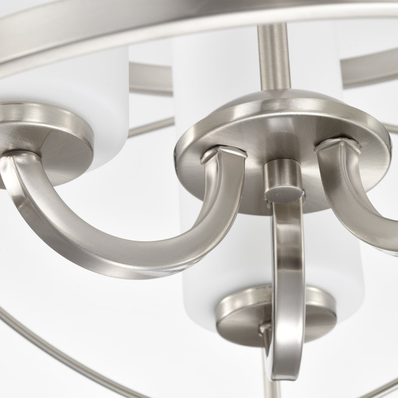 Gaen 3 - Light Dimmable Lantern Geometric Chandelier, Brushed Nickel
