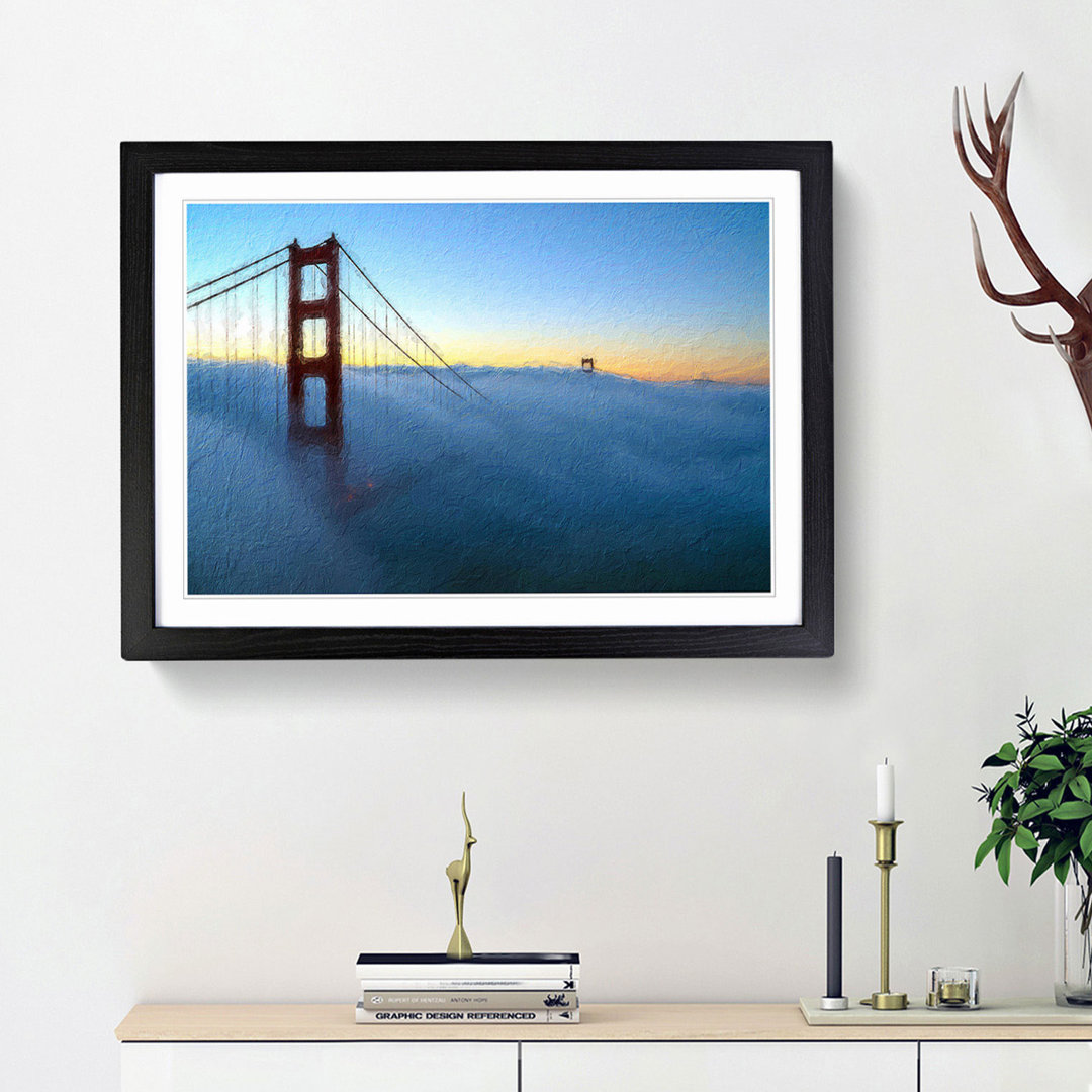 Golden Gate Bridge in the Clouds - Picture Frame Painting Print