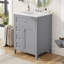 Meuble-lavabo gris de 24 po avec lavabo, panneau de fibres à densité moyenne et bois d'hévéa, 3 tiroirs et armoire avec tablettes réglables, conception moderne pour les petites et moyennes salles de bain-126233220