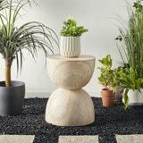 17.75"H Multi-Functional MGO Hourglass-Style Faux Travertine Garden Stool