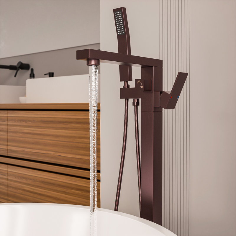 Oil Rubbed Bronze Freestanding Bathtub Faucet with Hand Shower