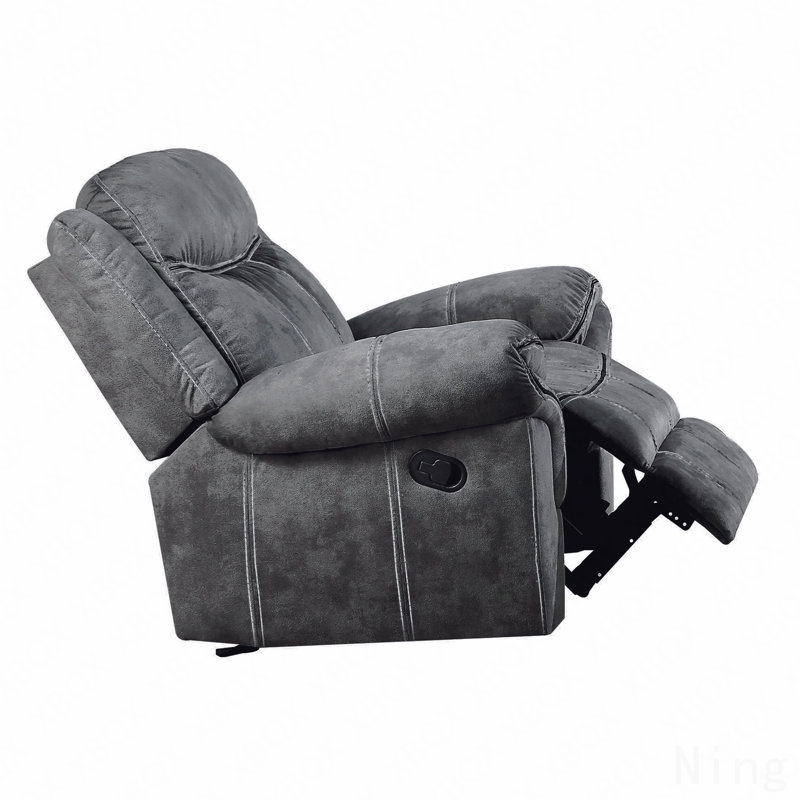 Fauteuil inclinable et oscillant bicolore en velours gris