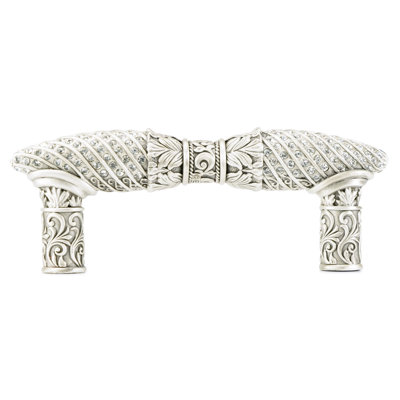 FONTAINEBLEAU 3" C TO C PULL; DECORATED WITH SWAROVSKI® CLEAR CRYSTAL; MATTE SILVER FINISH