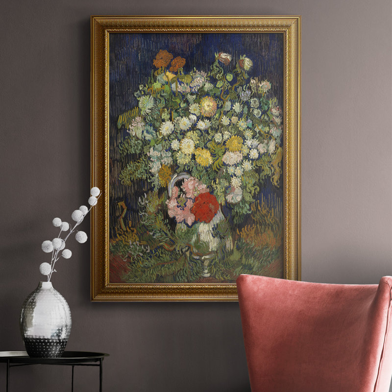 Bouquet de fleurs dans un vase, toile tendue de qualité supérieure - prête à être accrochée, H 27 po x l 18 po x P 2,5 po