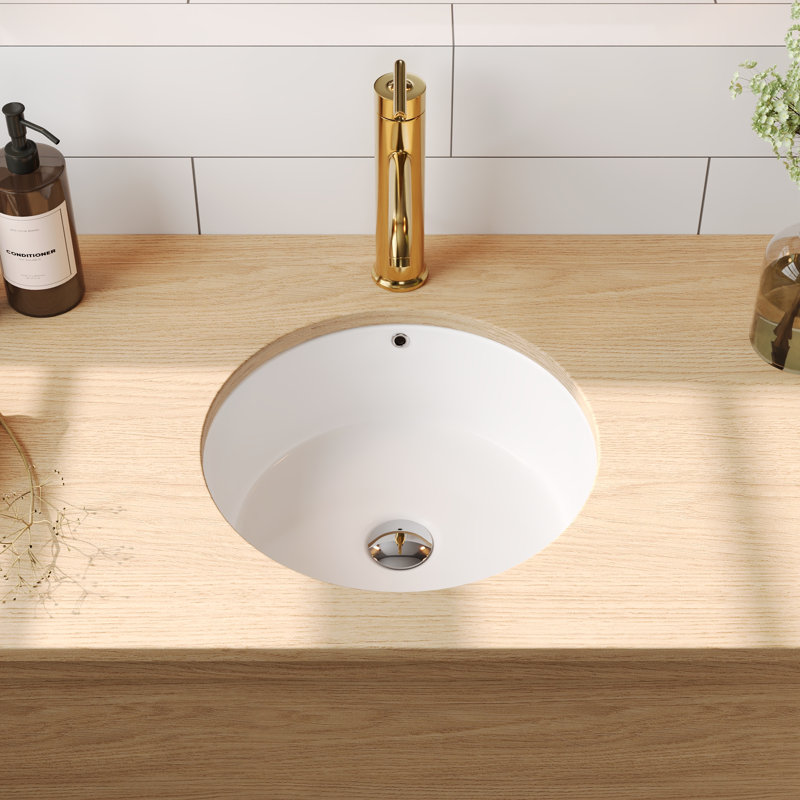 Lavabo de salle de bain rond en céramique blanche avec trop-plein DeerValley 16 "x 16"
