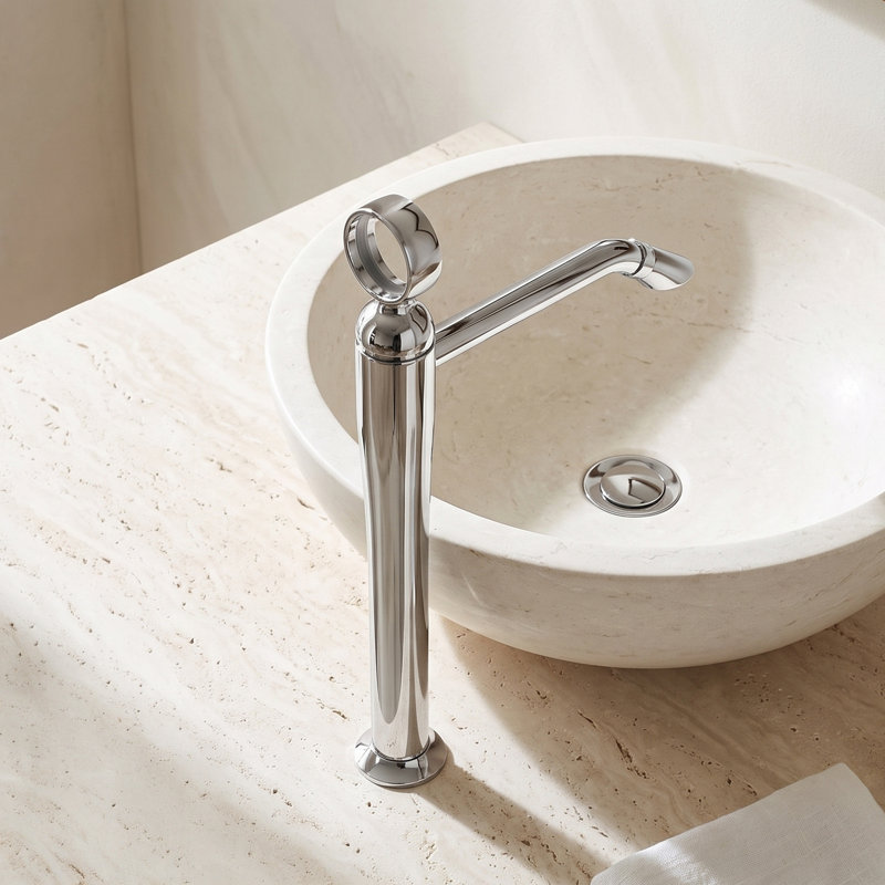 Opera Vessel Sink Bathroom Faucet with Drain Assembly, Polished Chrome