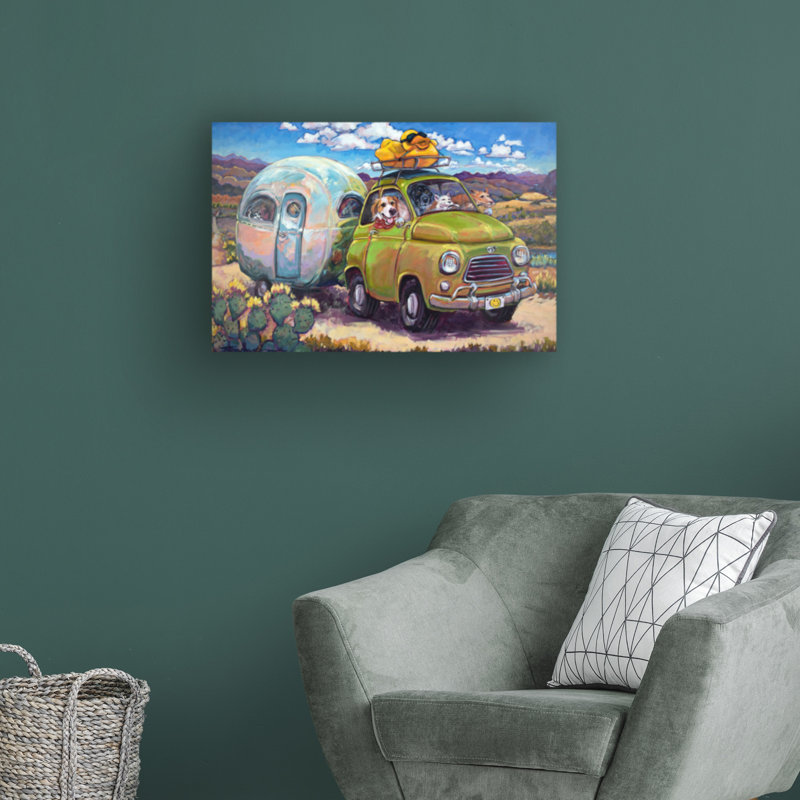 «Duck and Cover» par CR Townsend - peinture sur toile tendue, H 30 po x l 47 po x P 2 po
