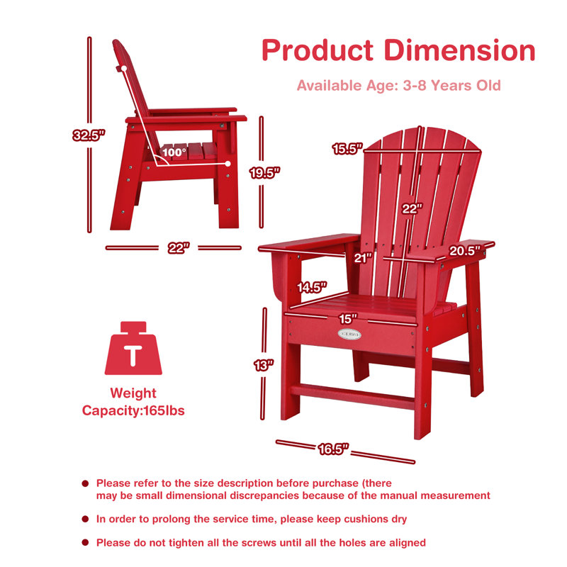 Chaise Adirondack en bois, Rouge