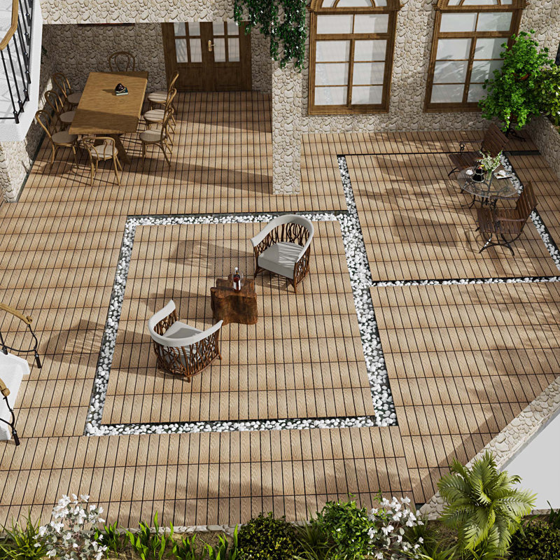 Paquet de tuiles de patio pour terrasse en bois et en plastique 22 WPC - 11,8 po
