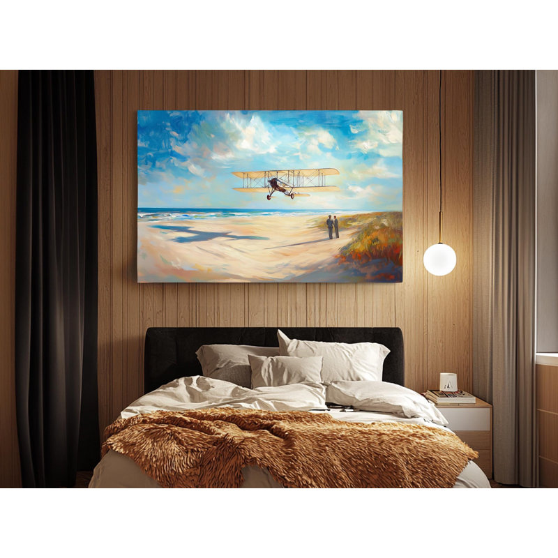 Peinture de Flyer de Wright sur une reproduction sur toile de haute qualité - décoration murale fabriquée à la main - art élégant - cadeau - décoration murale