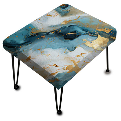 Gold Artistic Elegance Marble Grace - Marble Rectangle Ottoman