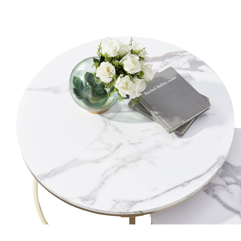 Enid Nesting Coffee Table, White, Gold