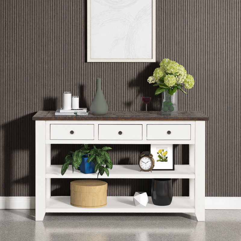 Console Cabras, Bois espresso, Antique White, H 30 po x l 48,82 po x P 15,75 po