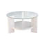 Table basse moderne, blanche, 29,5 po x 15,7 po x 29,5 po | Plateau 100% verre trempé, cadre 100% bois de pin massif | Design scandinave, élégant et durable | Parfait pour le salon et les espaces contemporains-1587650836-1587650837