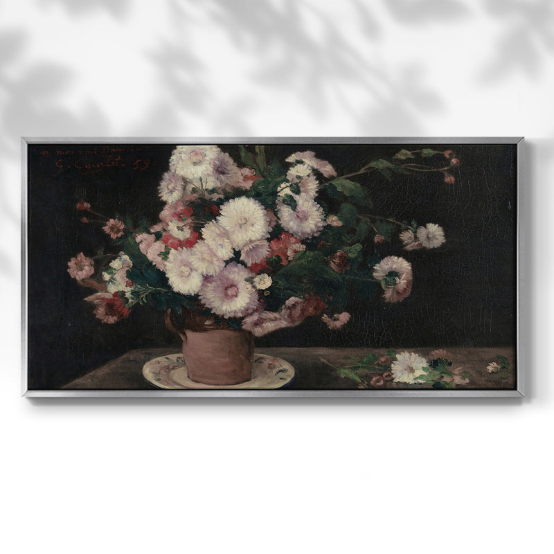 Botanical Series-CECXCVII- Toile tendue avec châssis tendue, prête à être accrochée, H 21 po x l 41 po, Argent argent