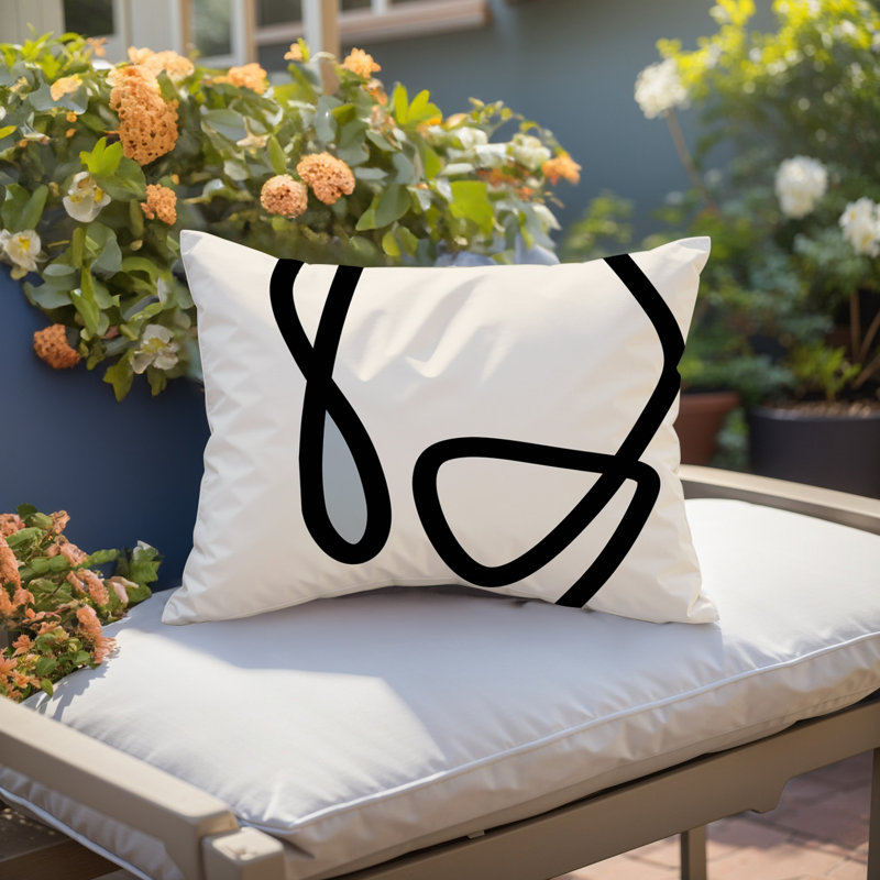 Coussin lombaire réversible intérieur / extérieur Jai Abstract, H 14 po x l 20 po, Gris