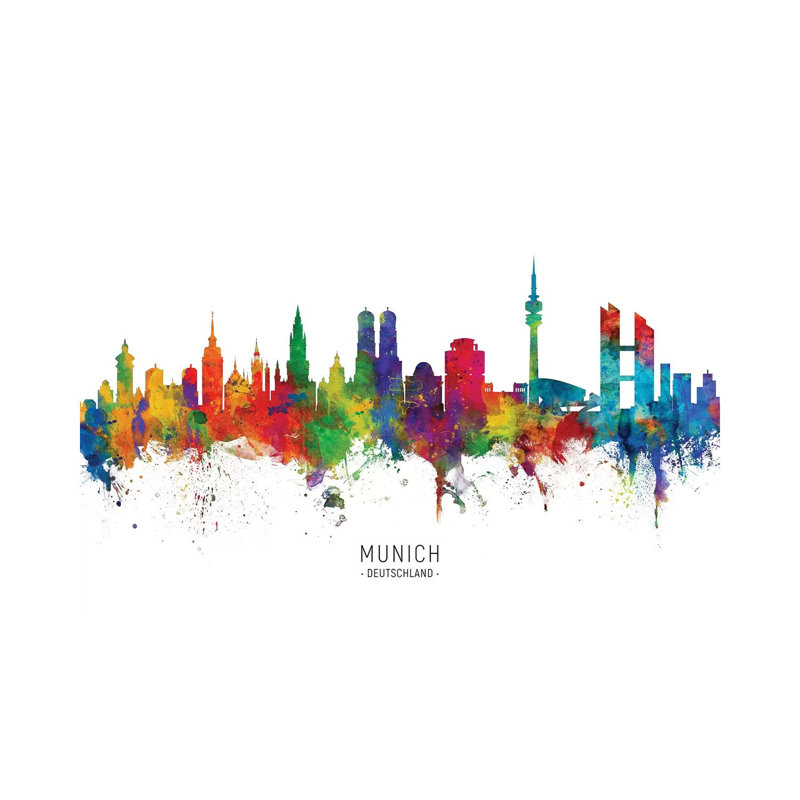 «Munich Allemagne Skyline» par Michael Tompsett, impression sur toile tendue, H 8 po x l 12 po x P 0,75 po