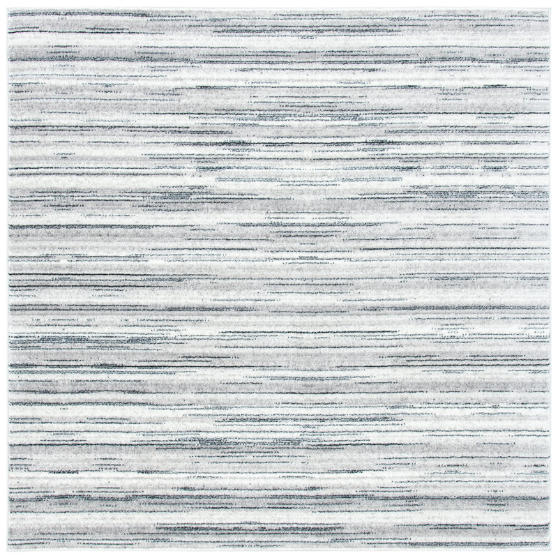 Melby Abstract Gray/Ivory Area Rug, Square 6'7"