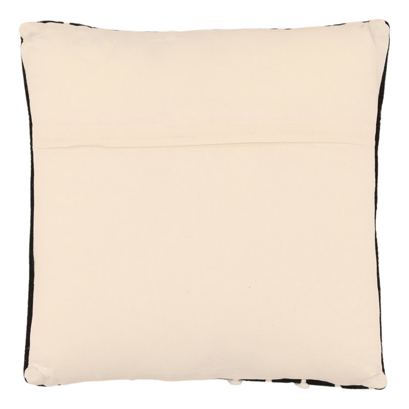100% Cotton Throw Square Black/Ivory Pillow Cover & Insert