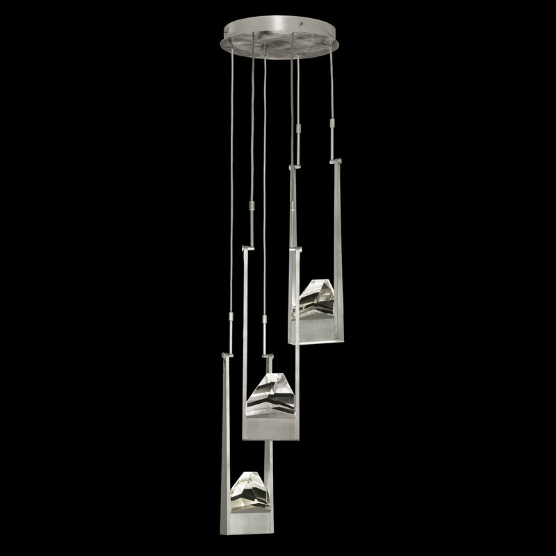 Luminaire suspendu rond 16 po Strata, Feuille d'argent