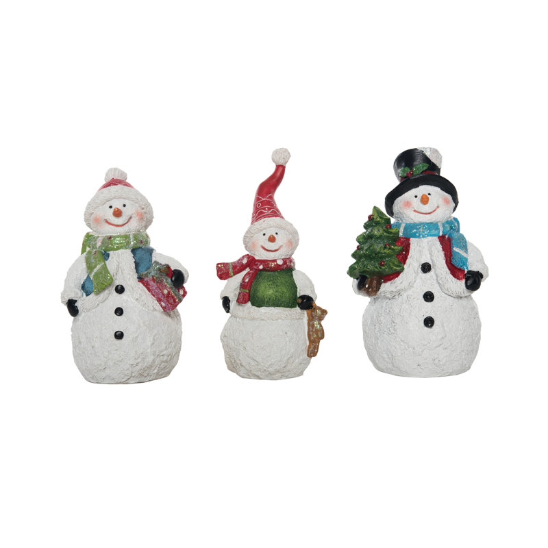 The Holiday Aisle® Resin 4.5 in. Multicolor Christmas Snowman with Glitter Detail Figurine Set of 3