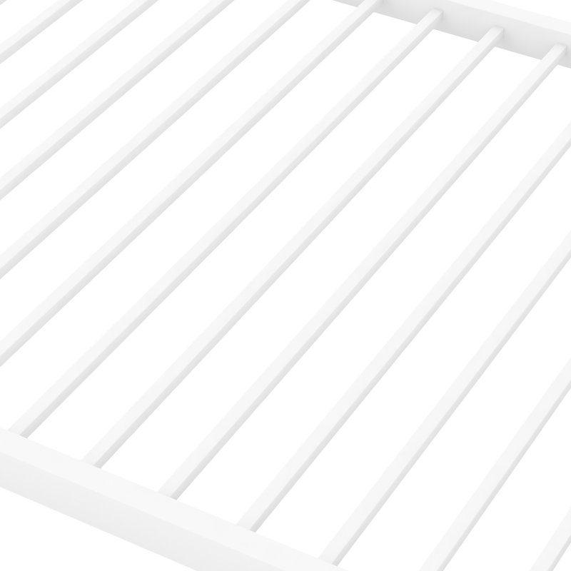 White Low Bunk Bed Twin Over - And Metal Frame With , Profile For Added Security, Twin, White