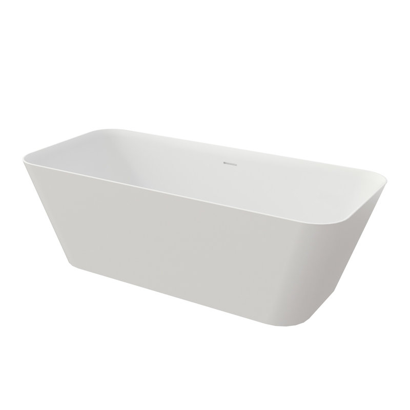 Solid Surface 67 Inch Deep Soak Freestanding Bathtub, Elegant Matte Finish, Timeless Design, Contour, Insulation To Keep Warm, Ultra- Composite, Seamless One, Skin-, Install, Spa Luxury, White With ,