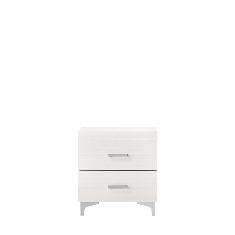 Table de chevet à finition blanche avec tiroir avant et arrière anglais, glissière centrale en métal 3/4, bois de peuplier, panneau de particules, placage stratifié et fabrication, dimension intérieure l 15 po x P 12 po x H 5 po, plancher de 4 po