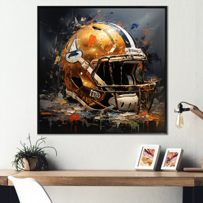 Vintage Gold Football Helmet - Sport Football Wall Art